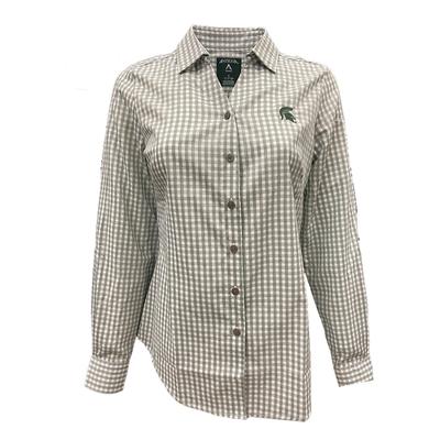Michigan State Antigua Women's Structure Gingham Woven Top