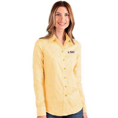 LSU Antigua Women's Structure Gingham Woven Top