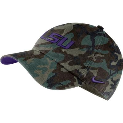 LSU Nike Men's H86 Washed Camo Adjustable Hat