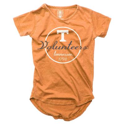 Tennessee Girls Script Circle Hi Low Short Sleeve Tee