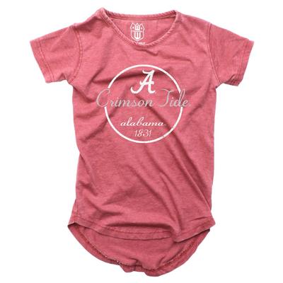 Alabama Girls Script Circle Hi Low Short Sleeve Tee