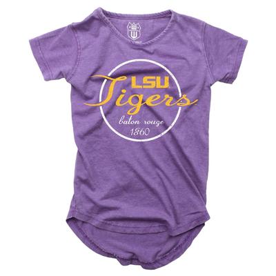 LSU Girls Script Circle Hi Low Short Sleeve Tee