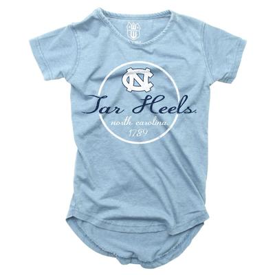 UNC Girls Script Circle Hi Low Short Sleeve Tee