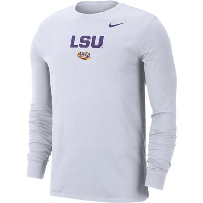 LSU Nike Men's Dri-fit Cotton Lockup Long Sleeve Tee