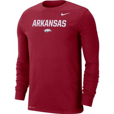 Arkansas Nike Men's Dri-fit Cotton Lockup Long Sleeve Tee