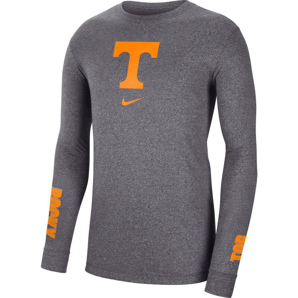 Vols | Tennessee Nike Men's Marled Logo Long Sleeve Tee | Alumni Hall