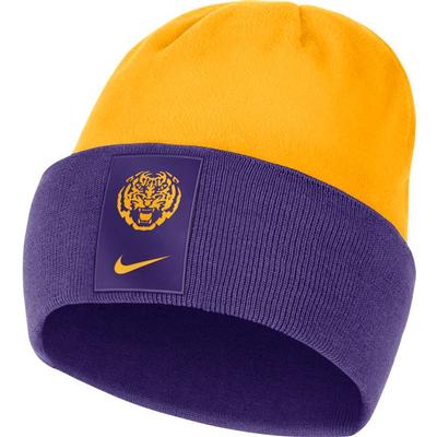 LSU Nike Men's Sideline Color Block Cuff Dry Beanie