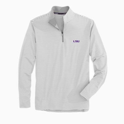 LSU Southern Tide Men's Tonal Stripe Performance 1/4 Zip Pullover
