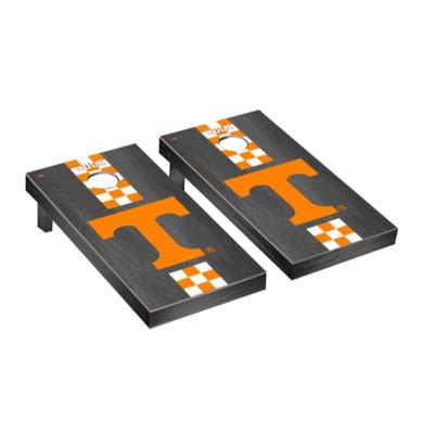 Tennessee Power T Check Stripe Onyx Cornhole Set