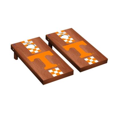 Tennessee Power T Check Stripe Rosewood Cornhole Set