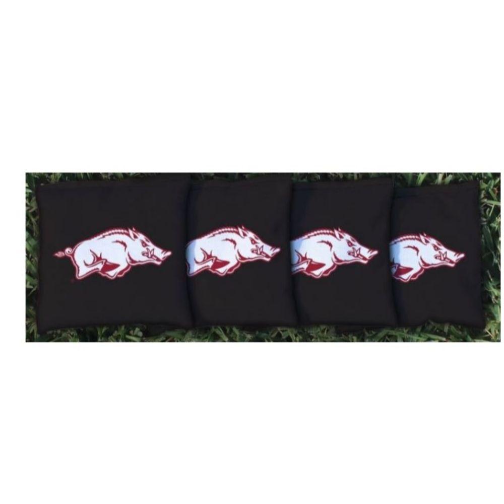  Arkansas Running Hog Black Cornhole Bag Set