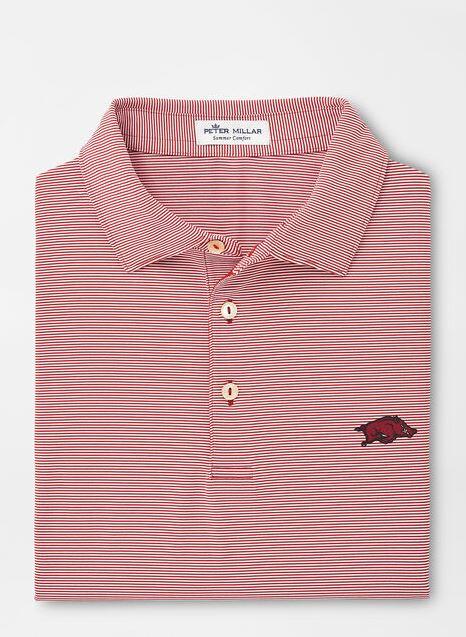 Razorbacks | Arkansas Men's Peter Millar Crimson Jubilee Stripe Jersey Polo | Alumni Hall