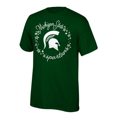 Michigan State Youth Circle Stars Script Short Sleeve Tee