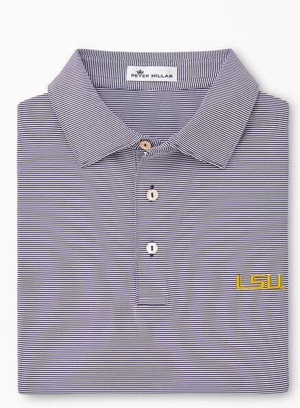 LSU | LSU Men's Peter Millar Jubilee Stripe Jersey Polo | Alumni Hall