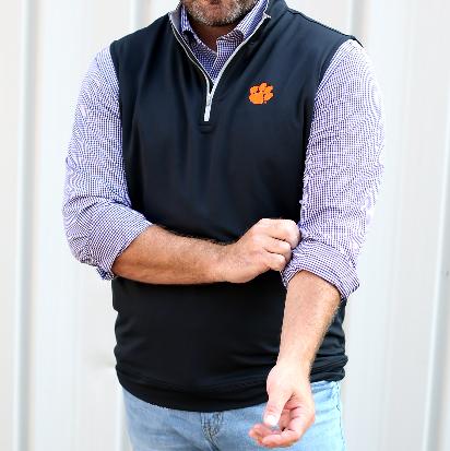 Clemson | Clemson Peter Millar Galway Quarter-Zip Vest | Alumni Hall