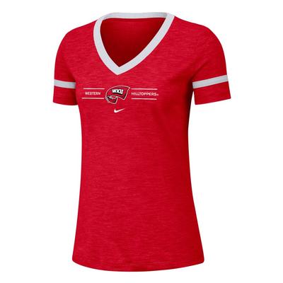 Western Kentucky Nike Women's Dri-fit Cotton Slub V-neck Tee