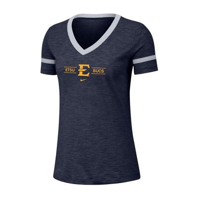 ETSU Nike Women's Dri-fit Cotton Slub V-neck Tee