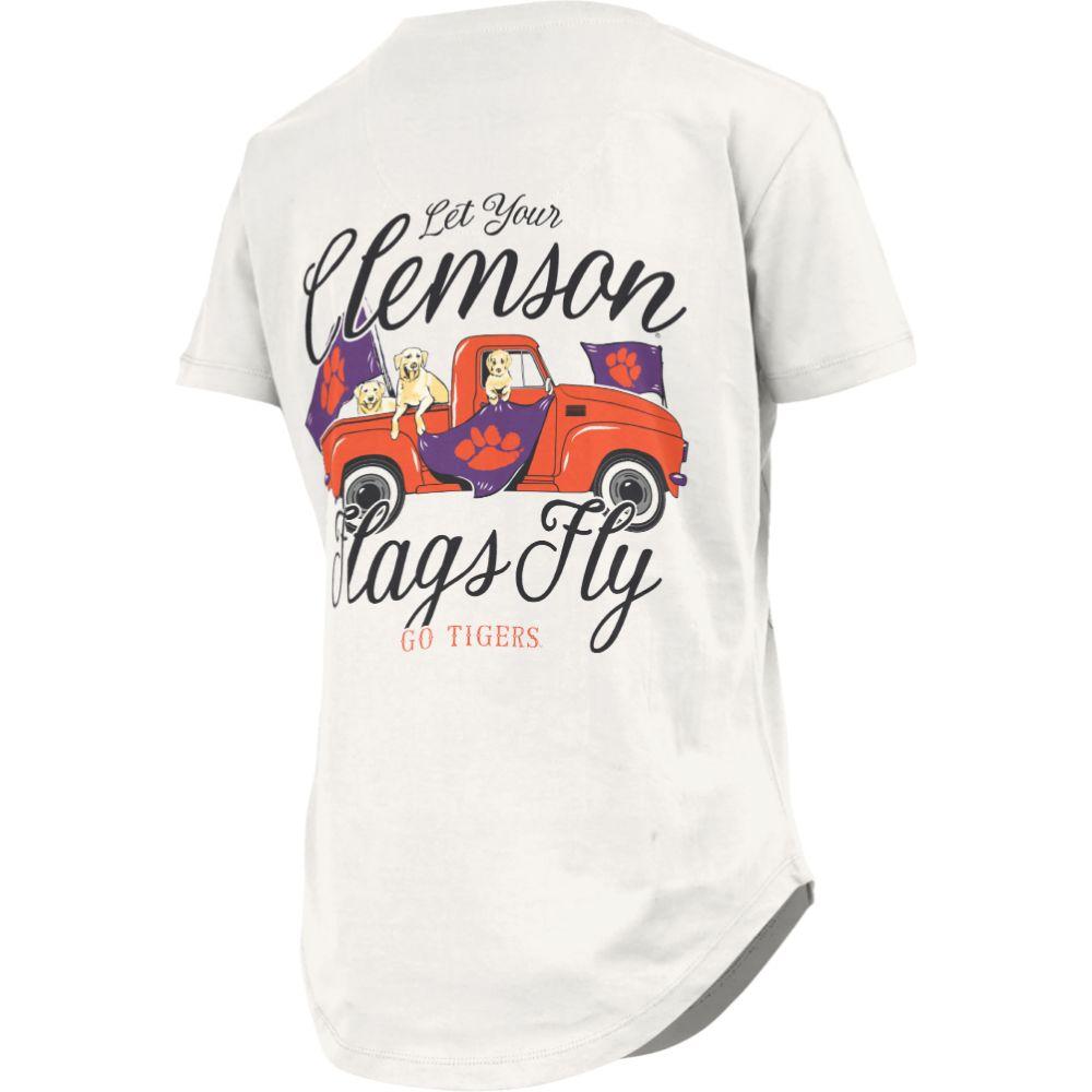 Clemson Pressbox Women's Freedom Flag Curved Hem Short Sleeve Tee