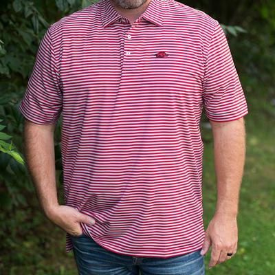 Arkansas Men's Peter Millar Mills Stripe Jersey Polo