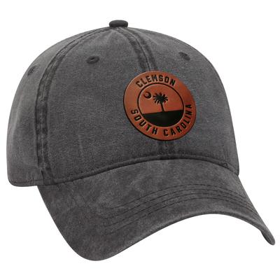 Clemson Uscape Faux Leather Seal Vintage Washed Adjustable Hat