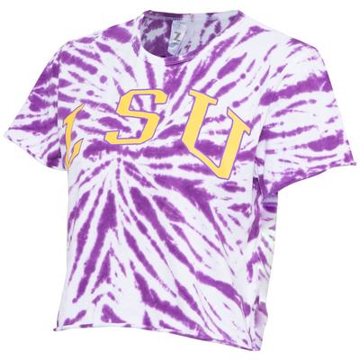 LSU Women's Zoozatz Rave Tie Dry Crop Tee