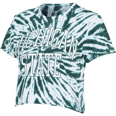 Michigan State Women's Zoozatz Rave Tie Dye Crop Tee