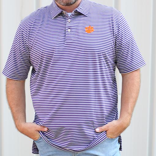 Clemson | Clemson Men's Peter Millar Mills Stripe Jersey Polo | Alumni Hall