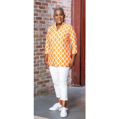 Orange and White Katway Large Print Tunic