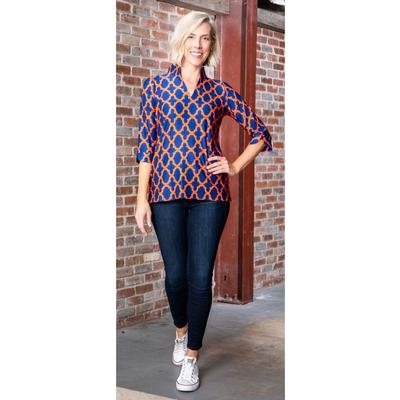 Royal and Orange Katway Large Print Tunic