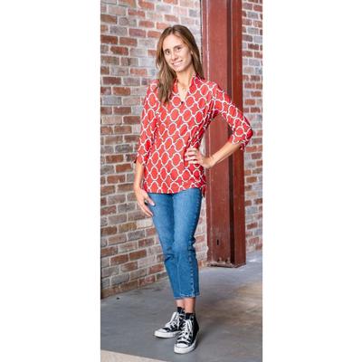 Red, Black, and White Katway Large Print Tunic