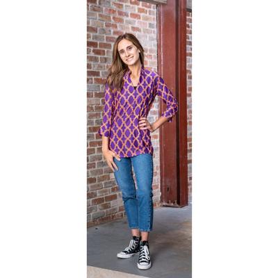 Purple, Orange, and White Katway Large Print Tunic