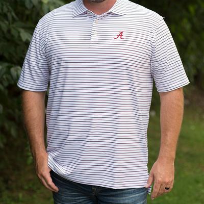 Alabama Peter Millar Wiggs Stripe Stretch Polo