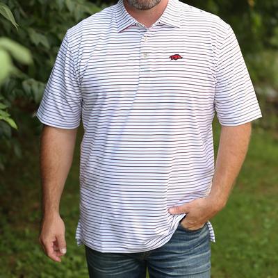 Arkansas Peter Millar Wiggs Stripe Stretch Polo