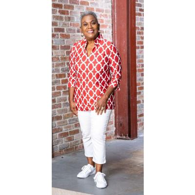 Crimson and White Katway Large Print Tunic
