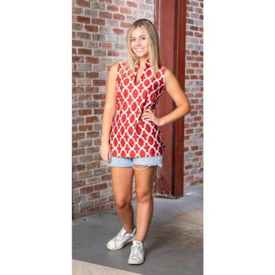 Crimson and White Katway Santa Ana Print Sleeveless Top