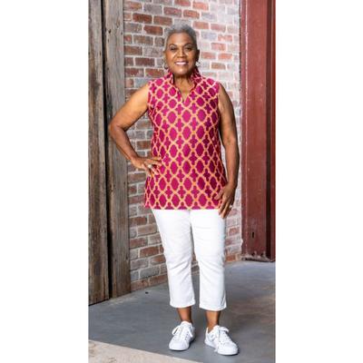 Maroon, Orange, and White Katway Santa Ana Print Sleeveless Top