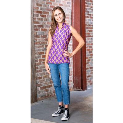 Purple, Orange, and White Katway Santa Ana Print Sleeveless Top