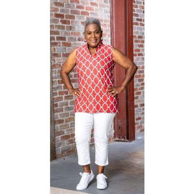 Red, Black, and White Katway Santa Ana Print Sleeveless Top