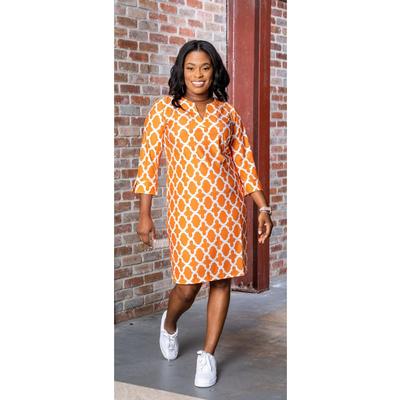 Orange and White Katway Vero Print Dress