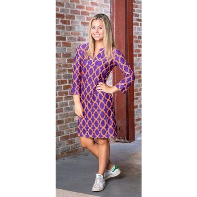 Purple, Orange, and White Katway Vero Print Dress