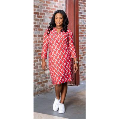 Red, Black, and White Katway Vero Print Dress