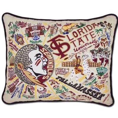 Florida State Hand Embroidered Pillow