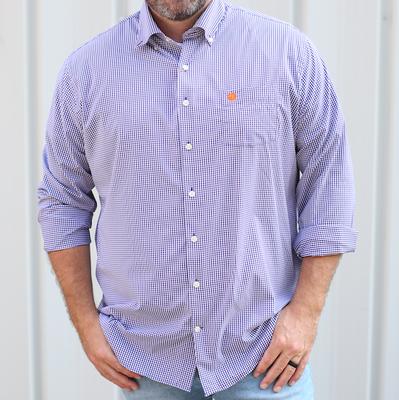 Clemson Peter Millar Gingham Stretch Woven Shirt