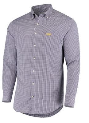 LSU Peter Millar Gingham Stretch Woven Shirt