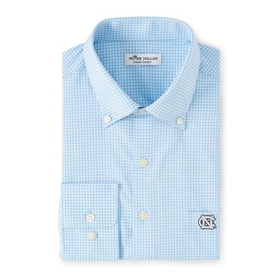 UNC Peter Millar Gingham Stretch Woven Shirt