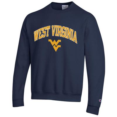 West Virginia Champion Fleece Screen Print Arch with Logo Crew