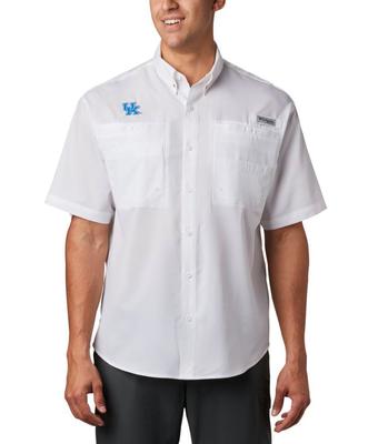 Kentucky Men's Columbia Tamiami Short Sleeve Shirt - Big Sizing WHITE
