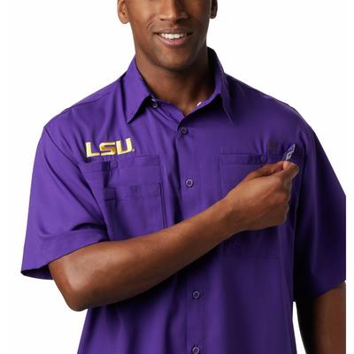 LSU Men's Columbia Tamiami Short Sleeve Shirt - Tall Sizing
