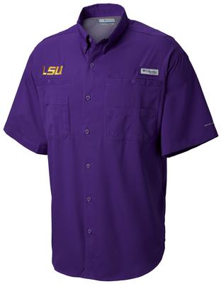 LSU Men's Columbia Tamiami Short Sleeve Shirt - Big Sizing