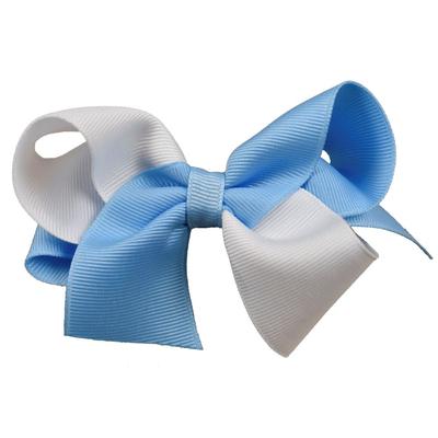 Light Blue & White Fluff Bow
